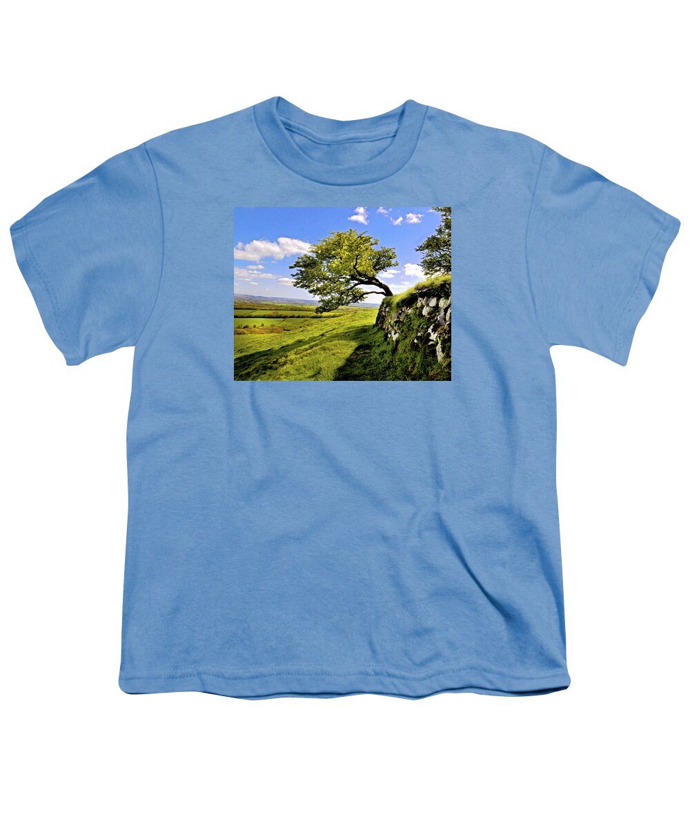 Devon Youth T-Shirt featuring the digital art Devon Countryside by Vicki Lea Eggen