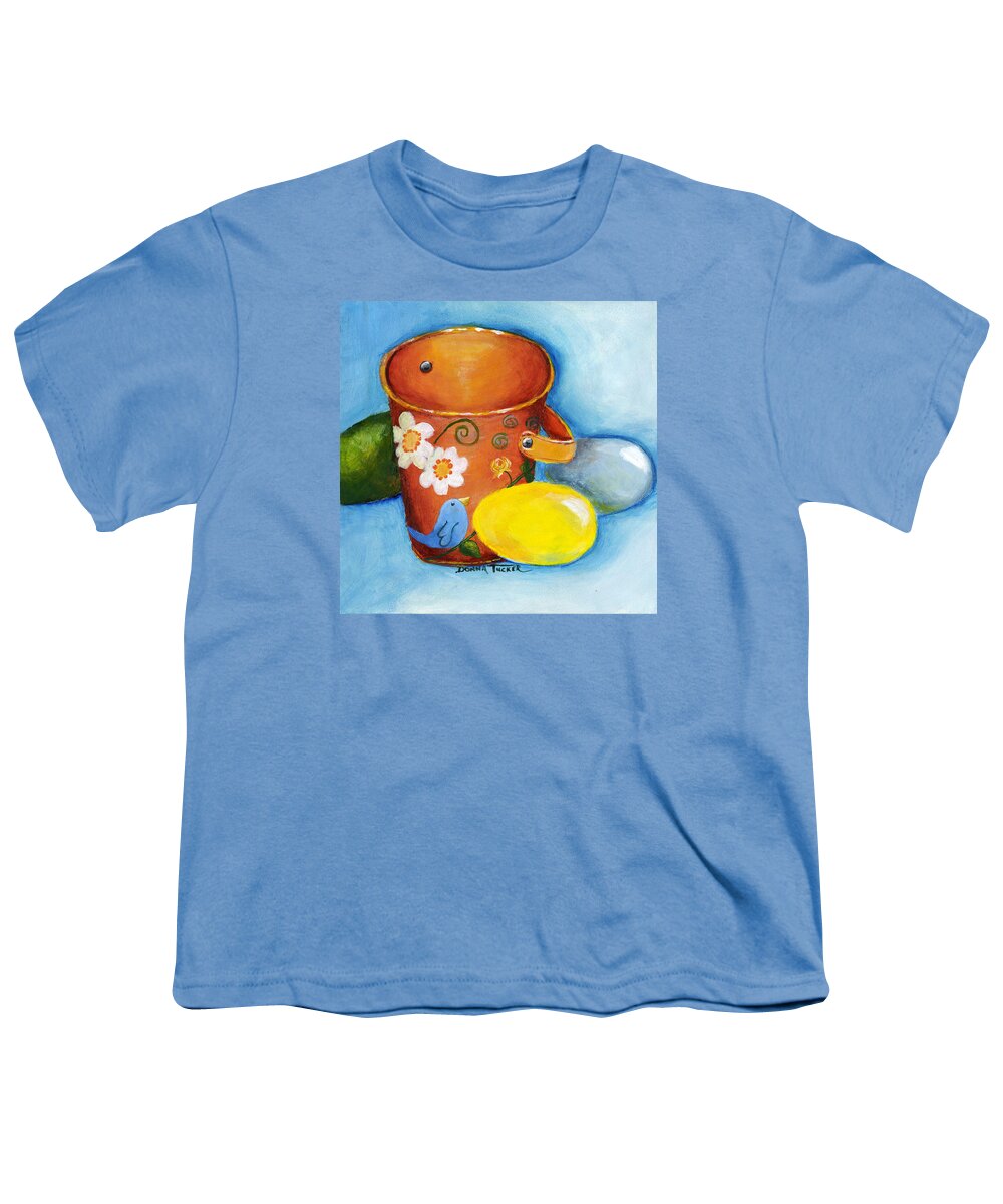 Easter Youth T-Shirt featuring the painting Easter Pail by Donna Tucker