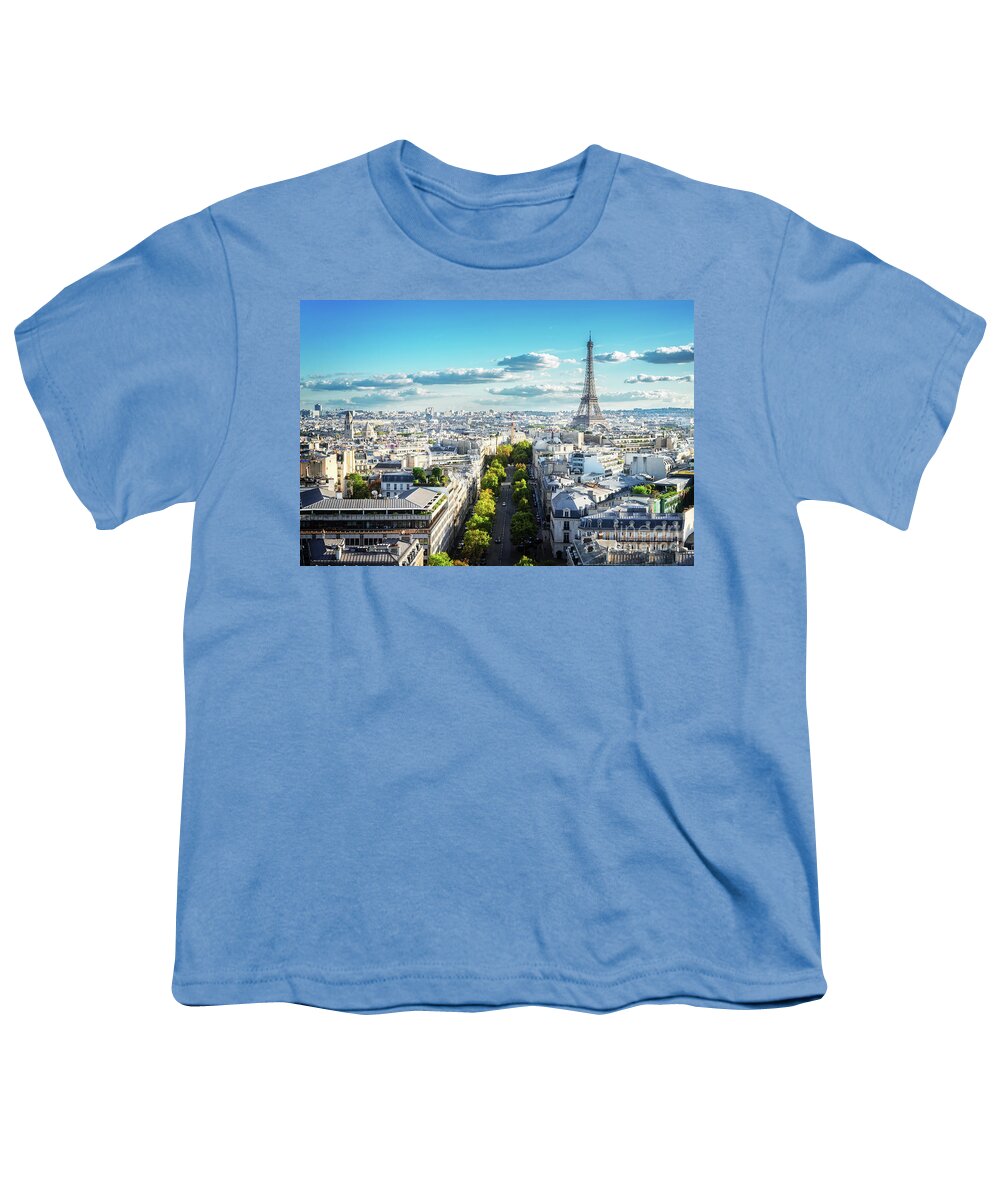 Eiffel Youth T-Shirt featuring the photograph Eiffel Tower Cityscape by Anastasy Yarmolovich