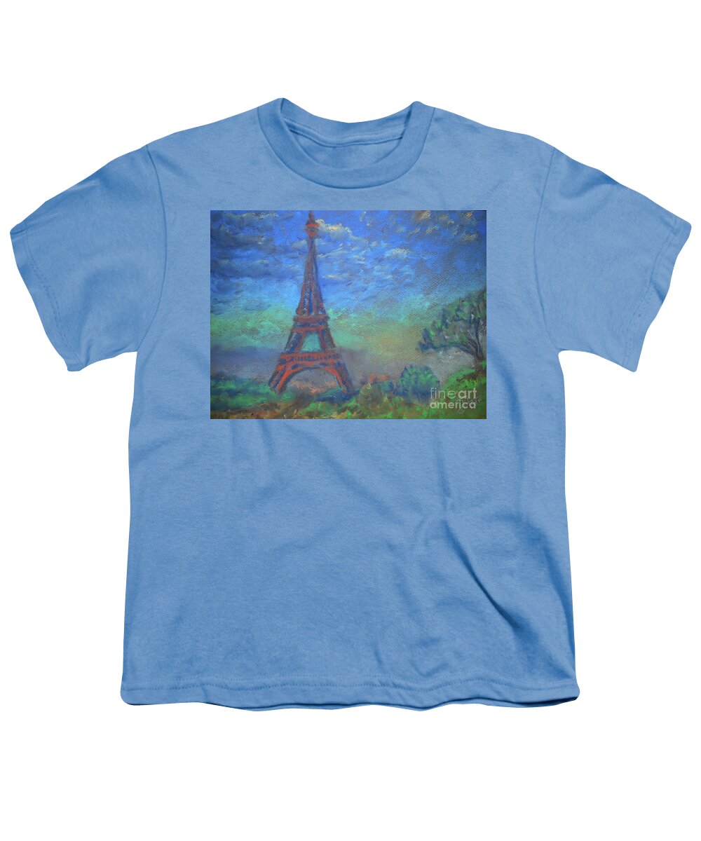 Eiffel Youth T-Shirt featuring the pastel Eiffel Tower by Jerome Wilson