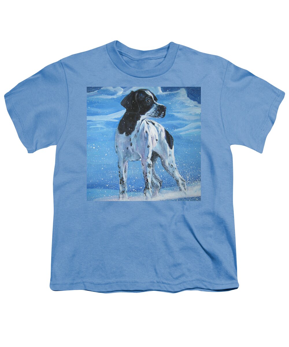English Pointer Youth T-Shirt featuring the painting English Pointer in snow by Lee Ann Shepard