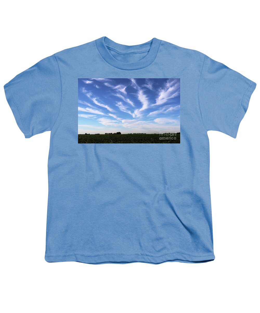Clouds Youth T-Shirt featuring the photograph Feathers in Blue Sky by Yumi Johnson