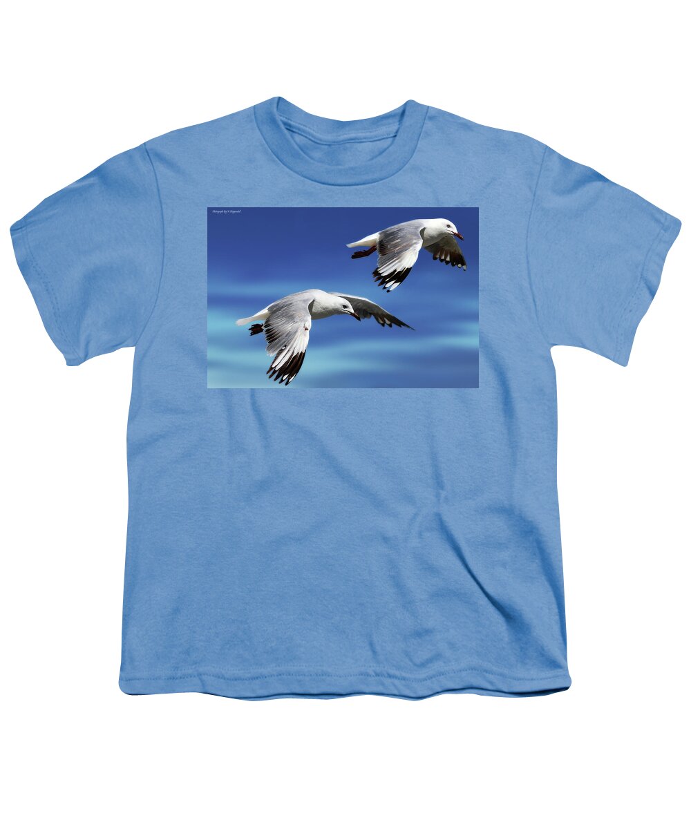 Seagull Photography Youth T-Shirt featuring the photograph Flying high 0064 by Kevin Chippindall