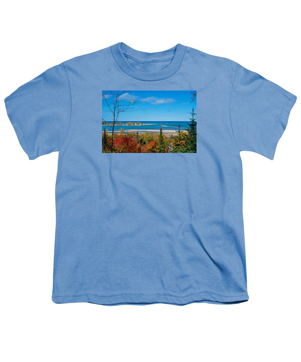 Grand Marais Michigan Youth T-Shirt featuring the photograph Harbor View by Gary McCormick