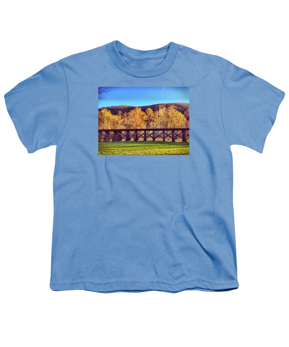 Train Tracks Youth T-Shirt featuring the photograph Harpers Ferry Train Tracks by Chris Montcalmo
