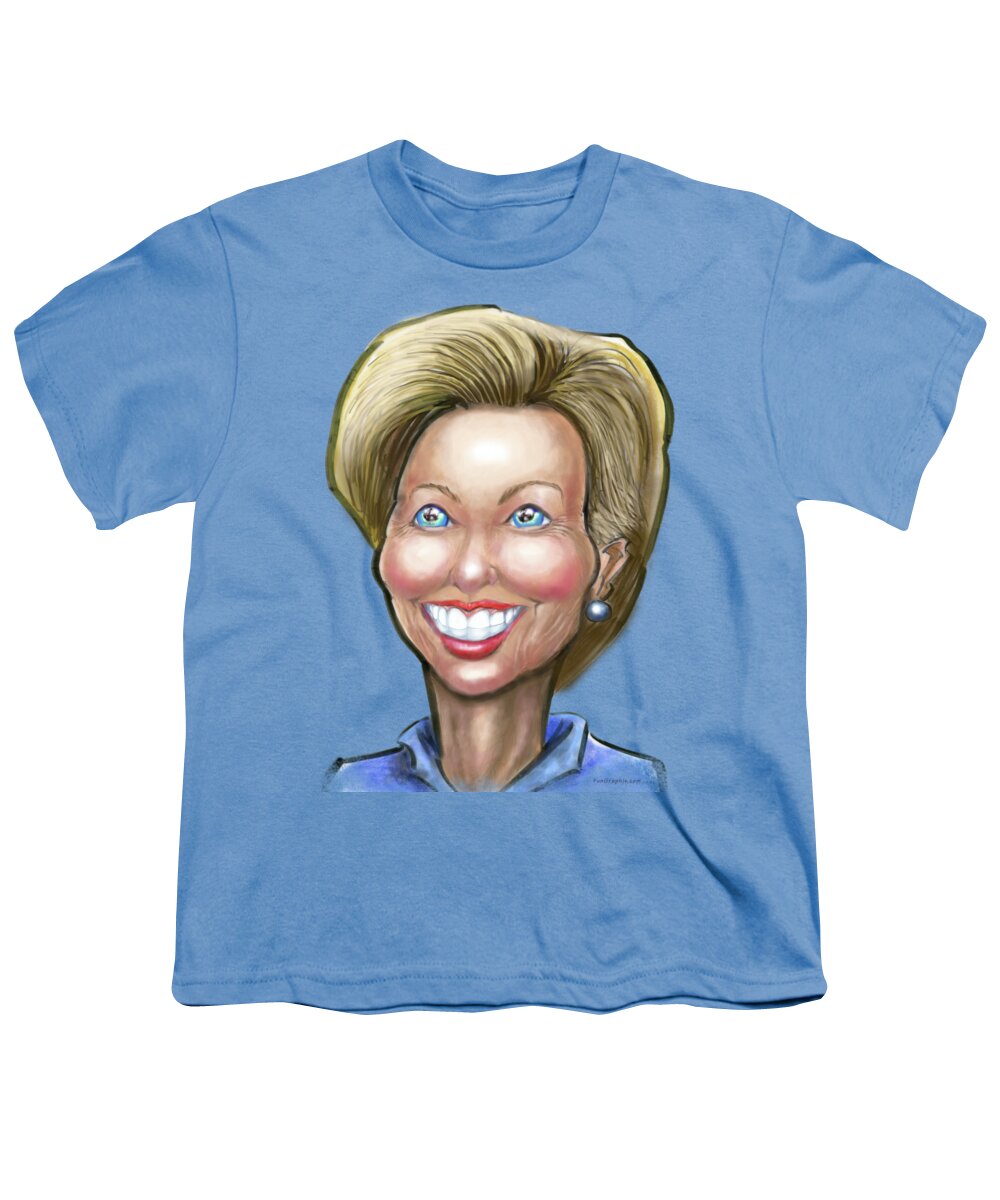 Hillary Youth T-Shirt featuring the digital art Hillary Clinton Caricature by Kevin Middleton