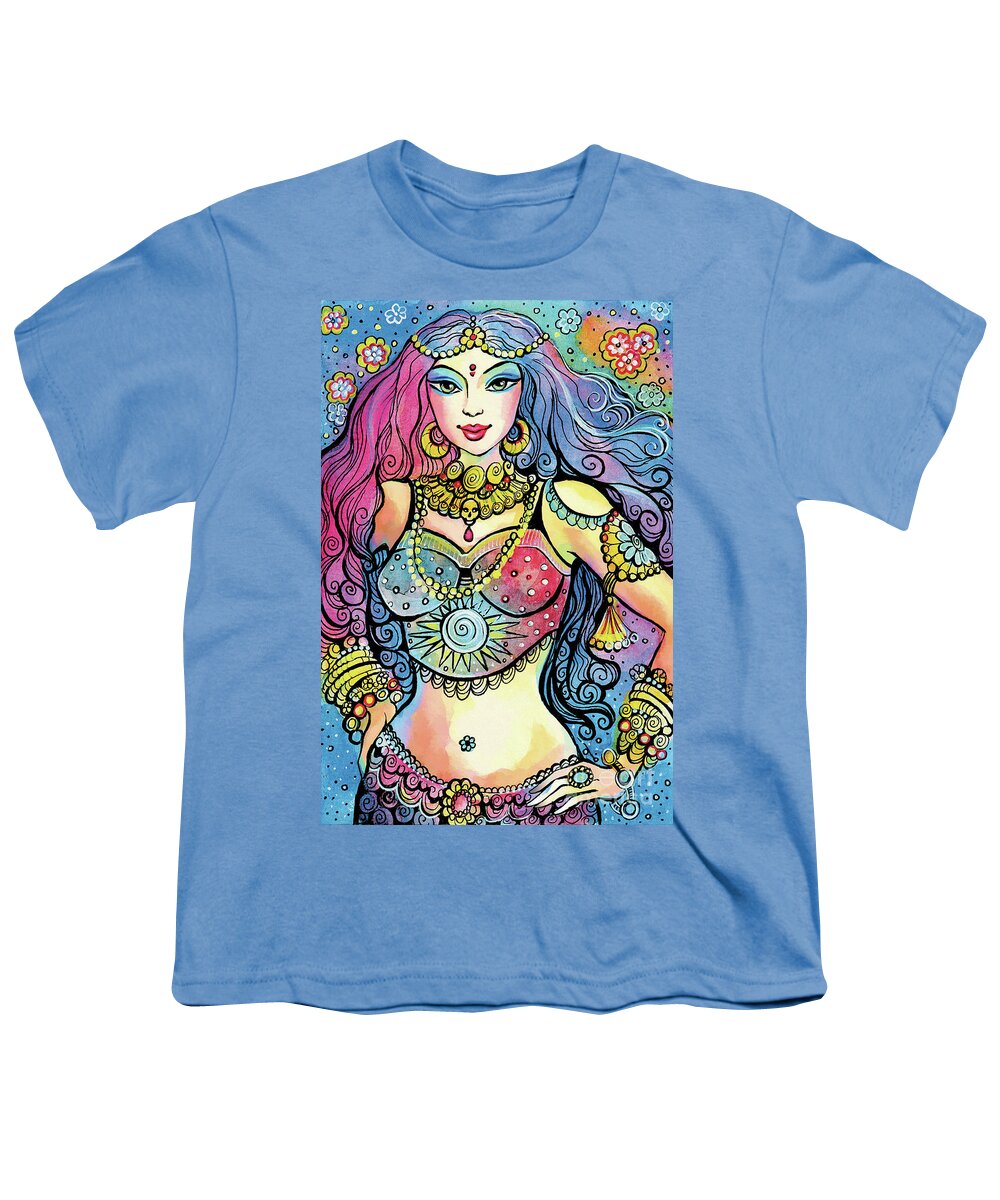 Indian Goddess Youth T-Shirt featuring the painting Kali by Eva Campbell