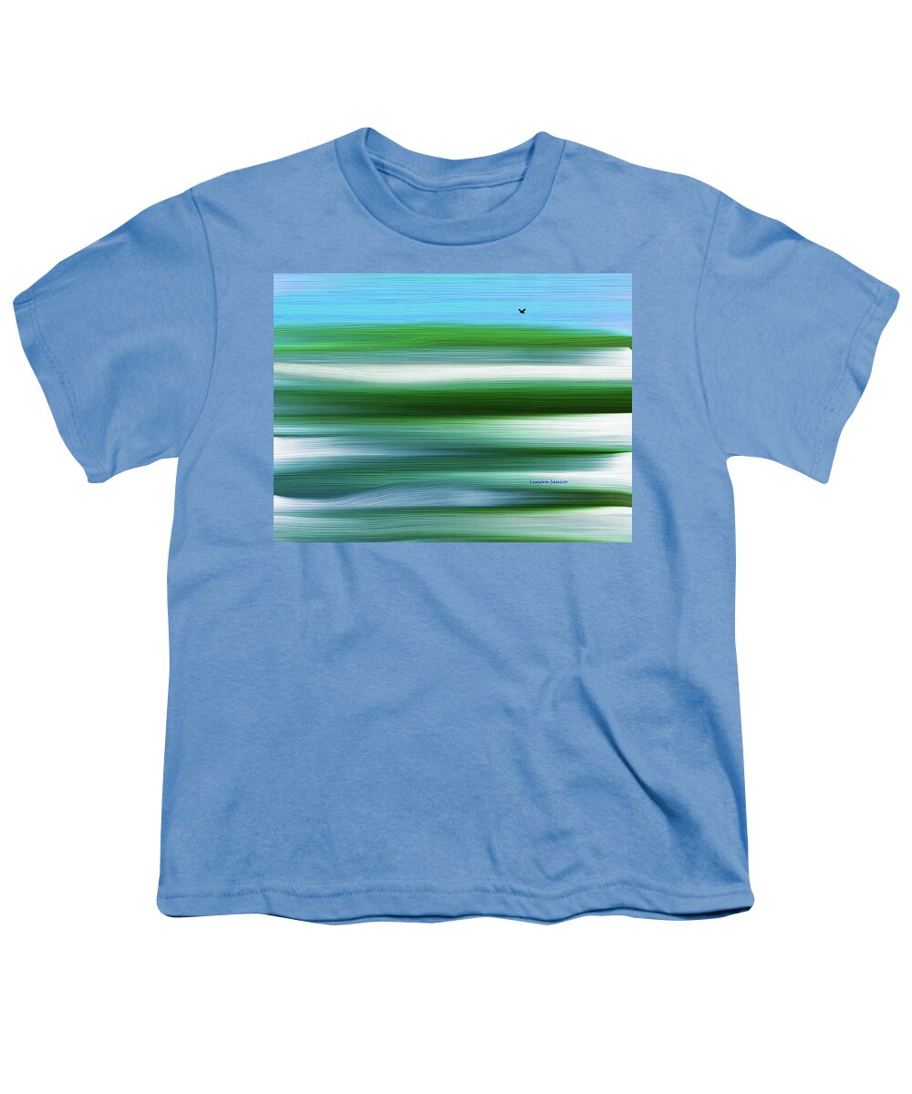 Abstract Youth T-Shirt featuring the painting Lone Crow by Lenore Senior