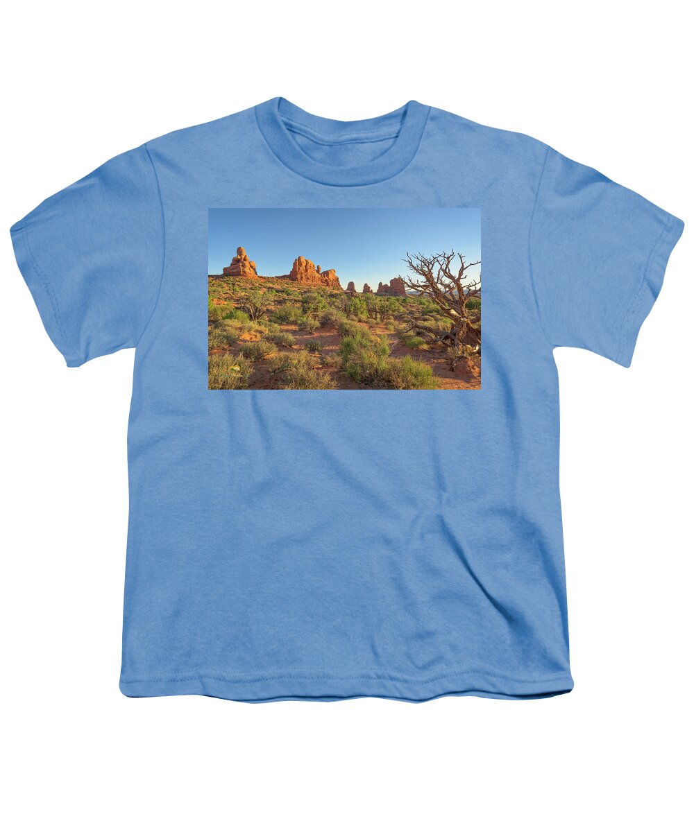 Arches National Park Youth T-Shirt featuring the photograph Long Evening Shadows by Jim Thompson