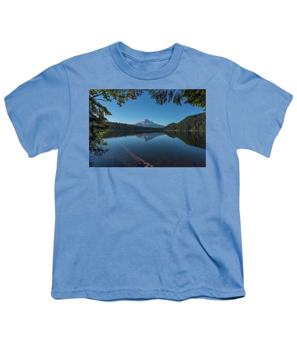 Water Youth T-Shirt featuring the photograph Lost Lake Reflections of Mount Hood by Brenda Jacobs