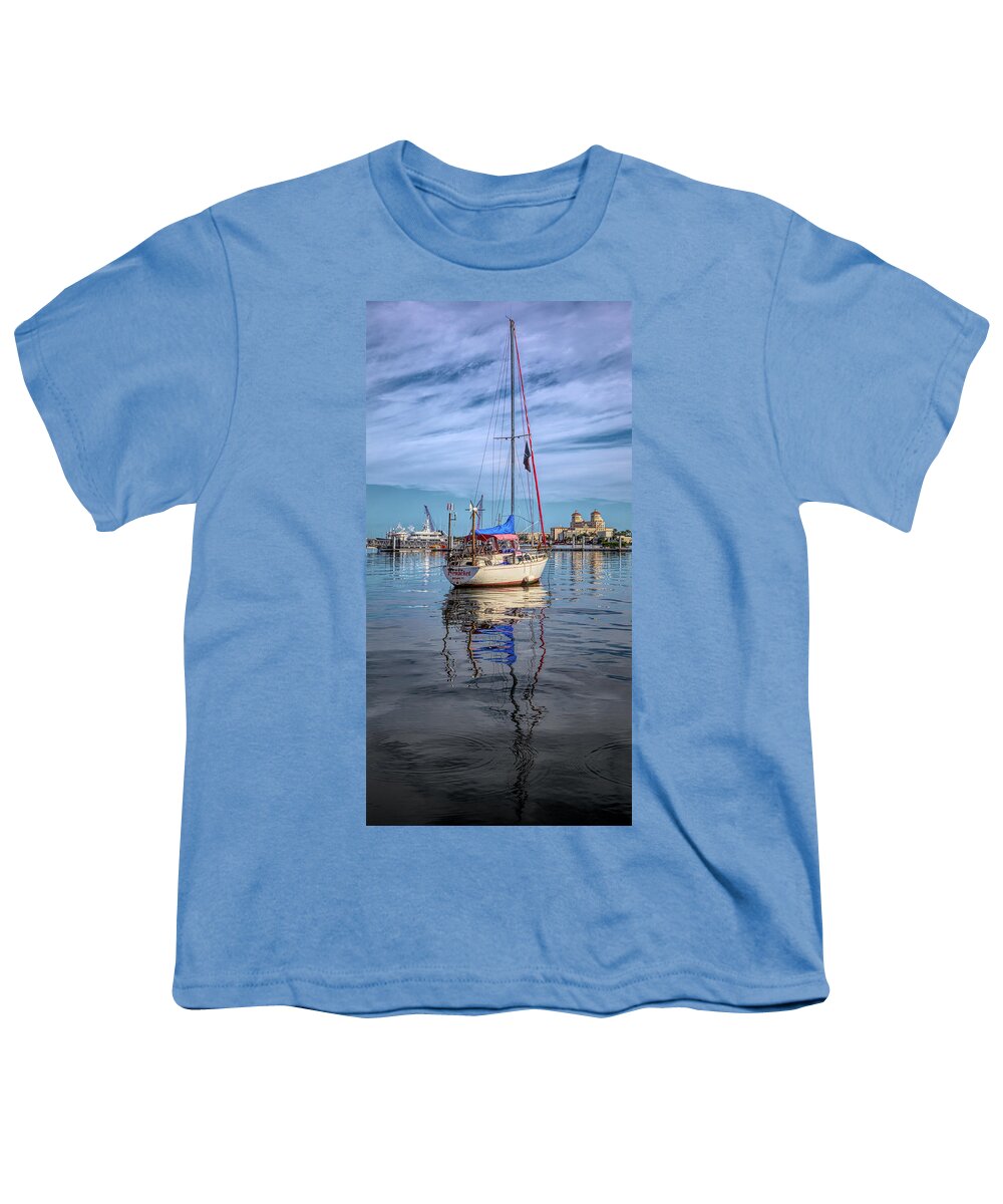 Boats Youth T-Shirt featuring the photograph Morning Float in HDR Detail by Debra and Dave Vanderlaan