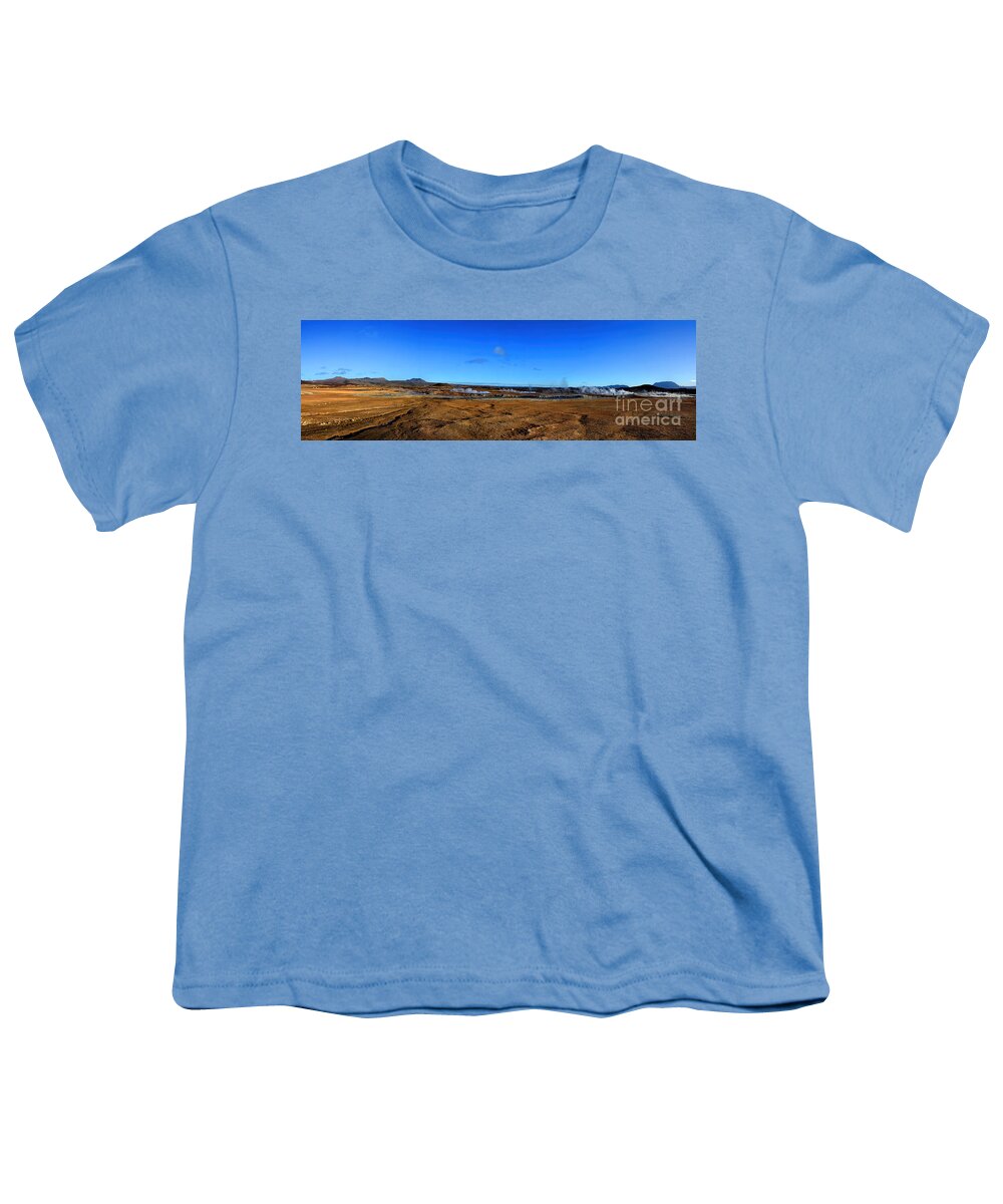 Namafjall Youth T-Shirt featuring the photograph Namafjall geothermal Iceland Panorama by Chris Thaxter
