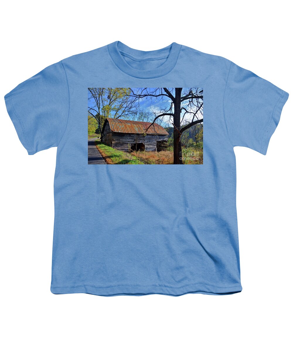 Mountains Youth T-Shirt featuring the photograph Old Shack in The Mountains by Savannah Gibbs
