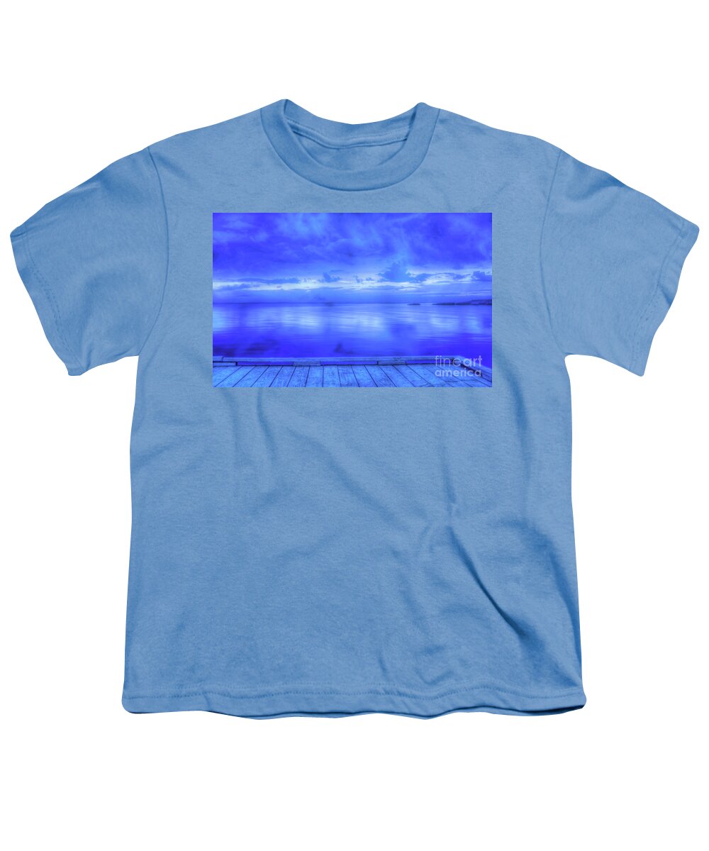 On The Dock Stormy Eve Youth T-Shirt featuring the digital art On the Dock Stormy Eve by Randy Steele