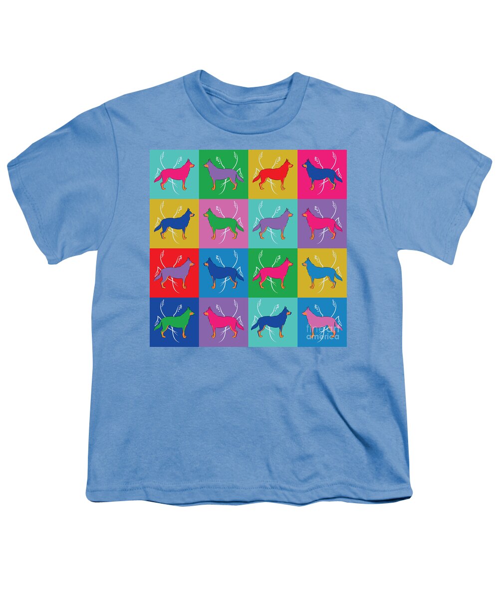 Animal Graphic Youth T-Shirt featuring the digital art Pop Art German Shepherd Dogs by MM Anderson
