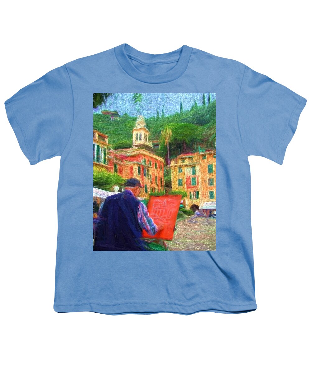 Painting Youth T-Shirt featuring the painting Portofino Through the Eyes of an Artist by Mitchell R Grosky
