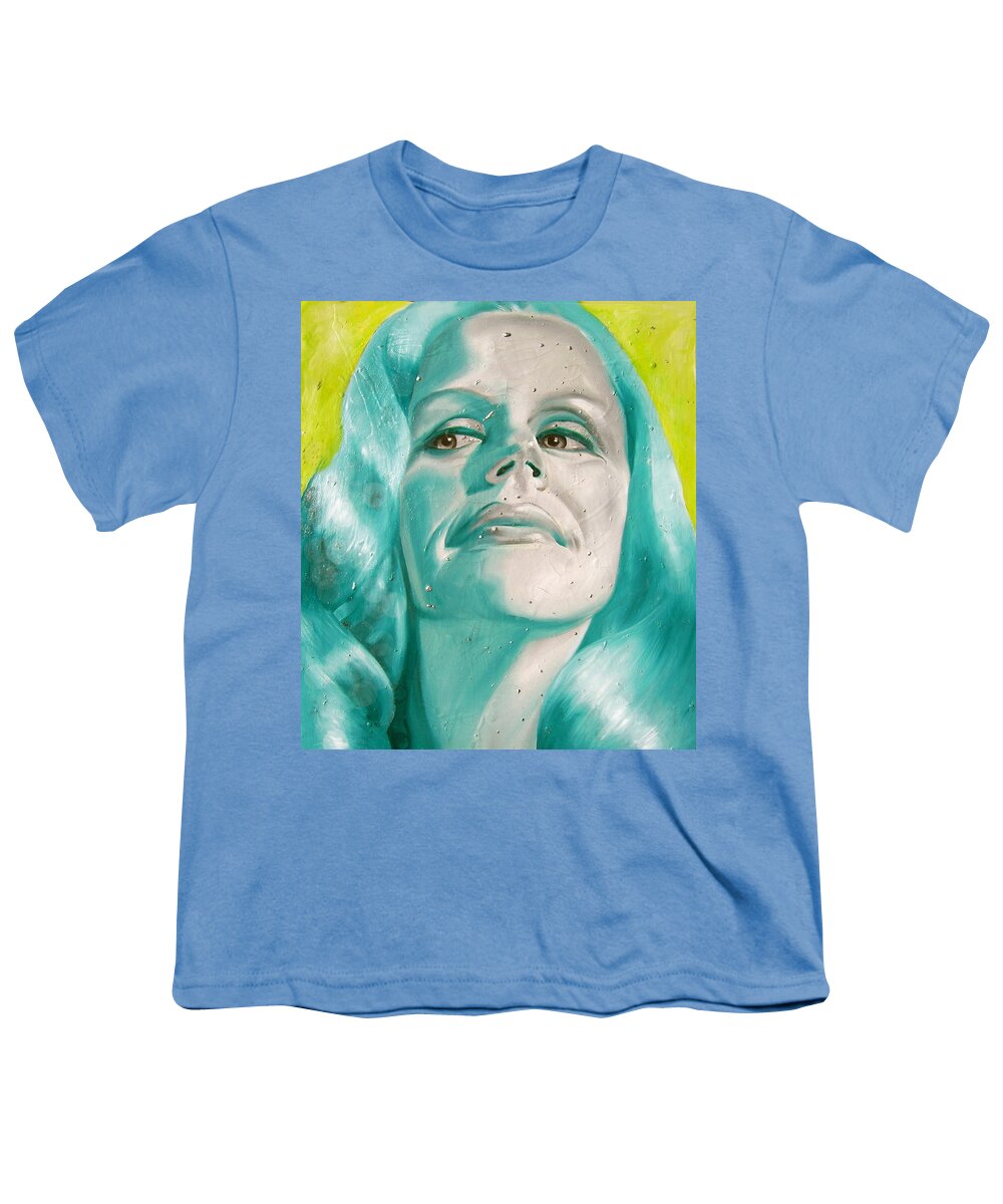 Portraiture Youth T-Shirt featuring the painting PR by Laura Pierre-Louis