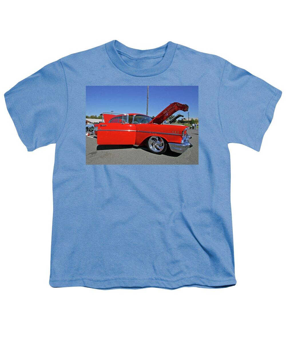 57 Chevy Youth T-Shirt featuring the photograph Red 57 Chevy by Joseph C Hinson