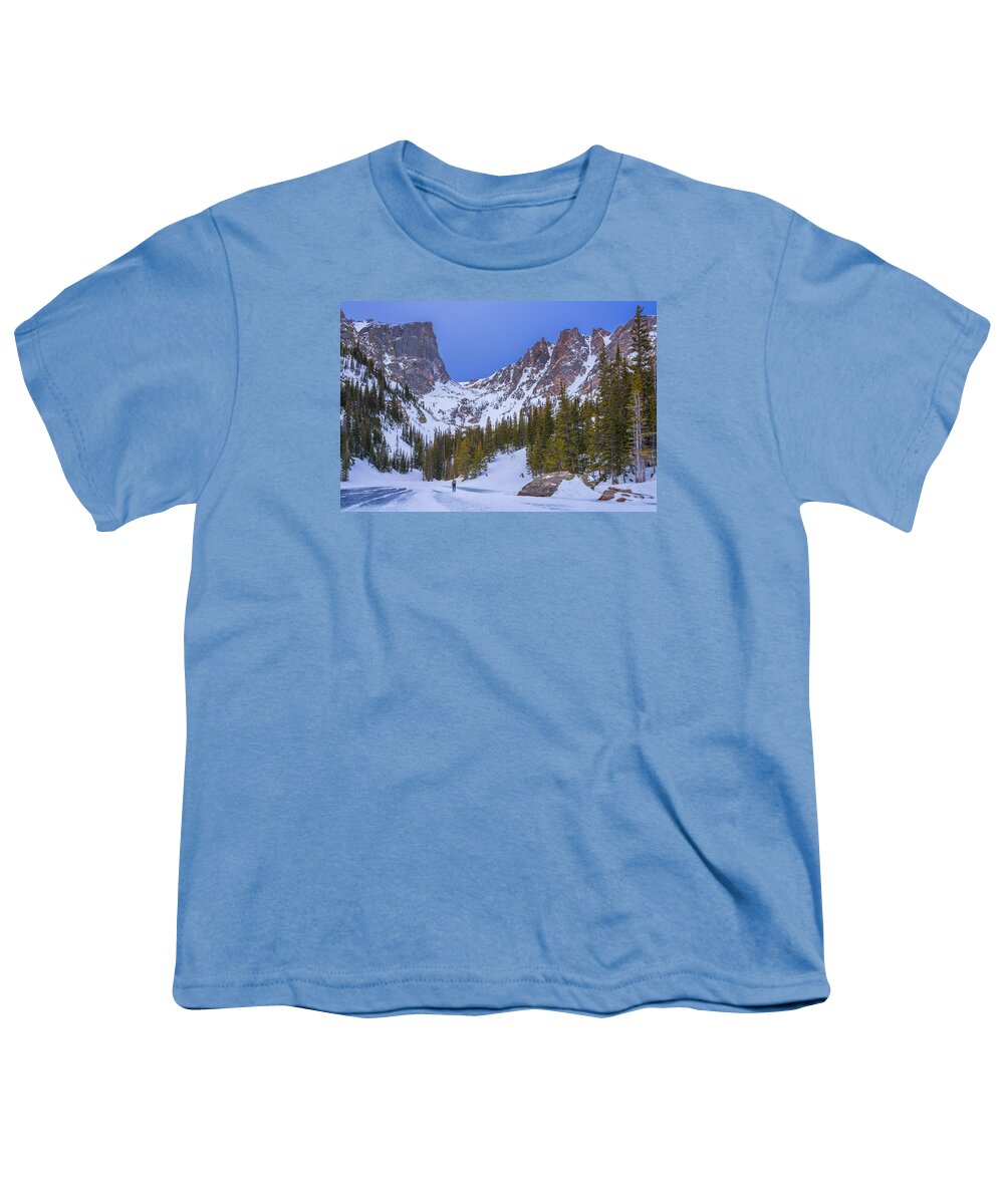 Darren White Youth T-Shirt featuring the photograph Rocky Mountain Snowshoer by Darren White