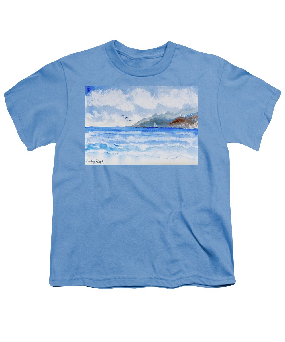 French Polynesia Youth T-Shirt featuring the painting Sailing into Moorea by Dorothy Darden
