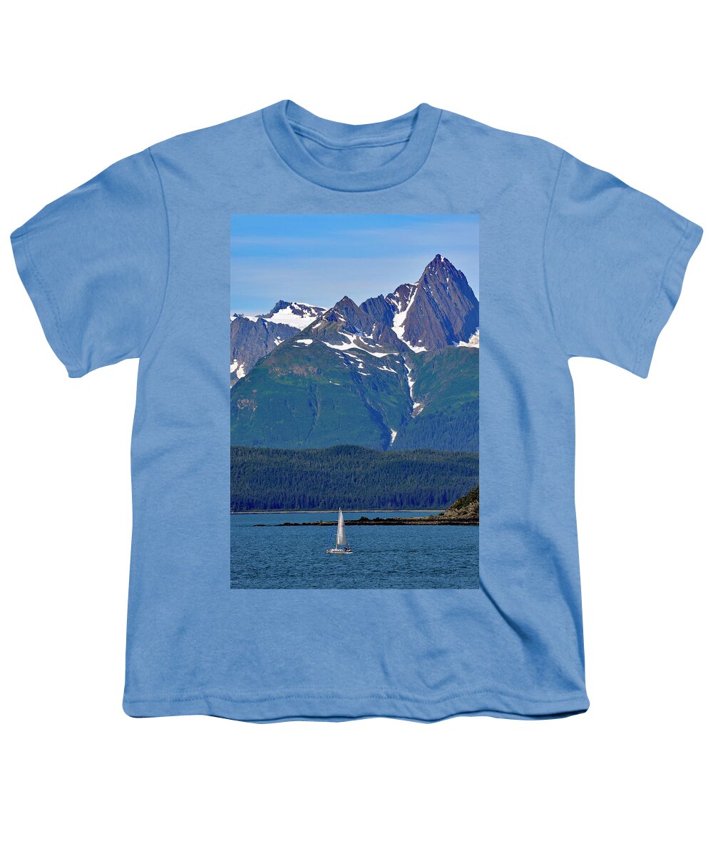 Boat Youth T-Shirt featuring the photograph Sailing Lynn Canal by Cathy Mahnke