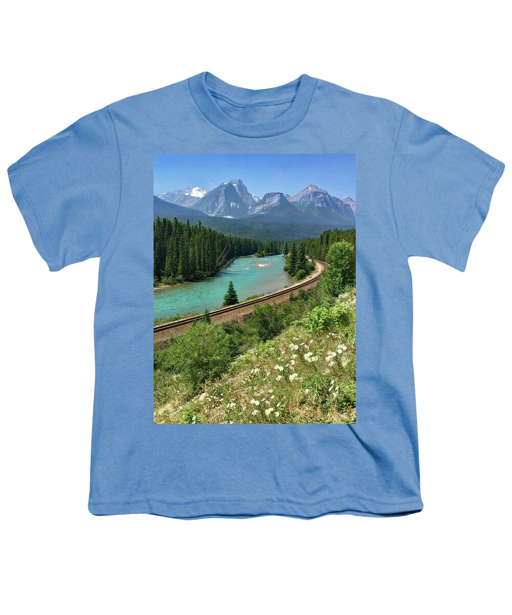 Railroad Youth T-Shirt featuring the photograph The Bow River by David T Wilkinson