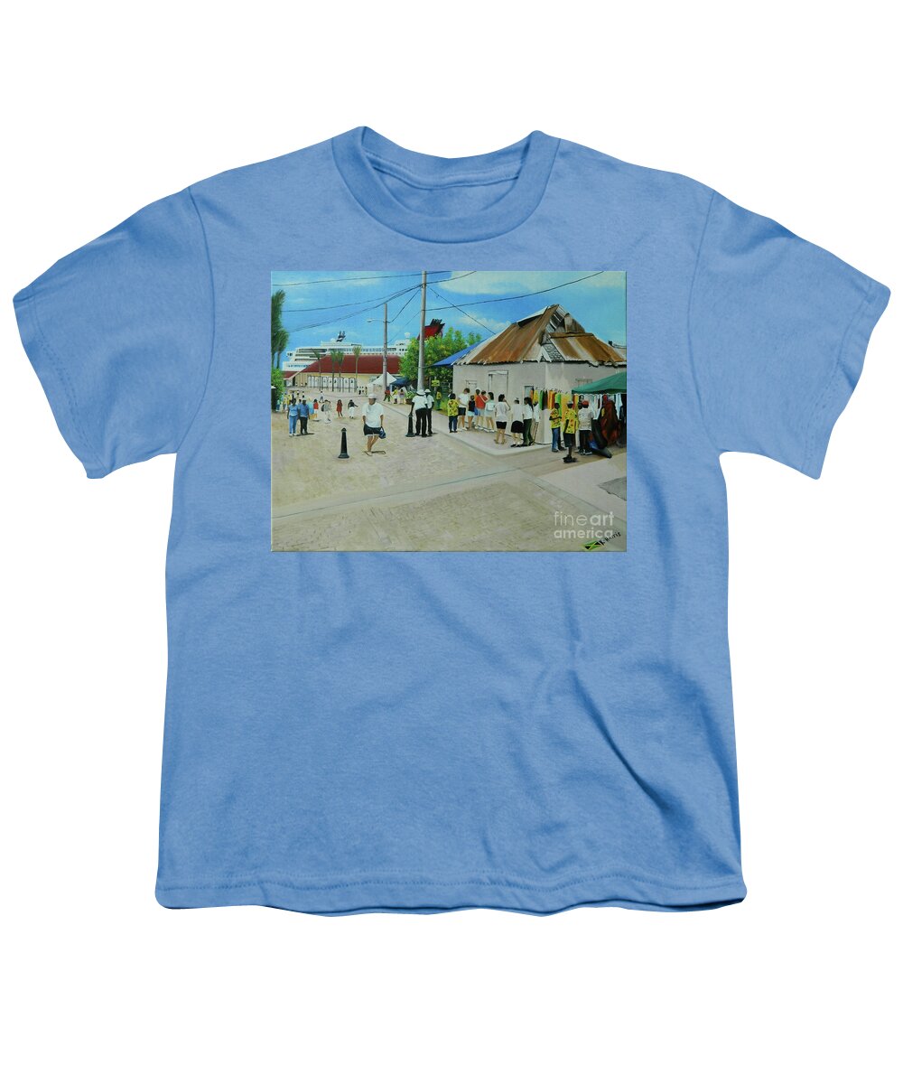 Jamaica Art Youth T-Shirt featuring the painting The Port Of Falmouth, Jamaica by Kenneth Harris
