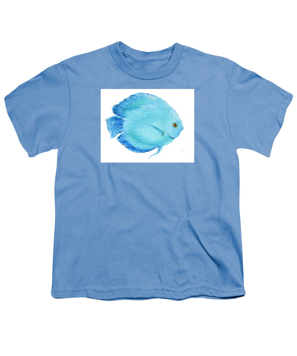 Fish Youth T-Shirt featuring the painting Turquoise Fish painting by Jan Matson
