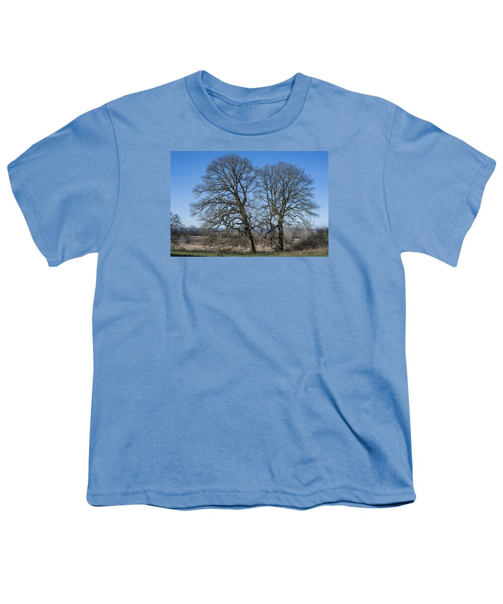 Landscape Youth T-Shirt featuring the photograph Two Oaks by Robert Potts