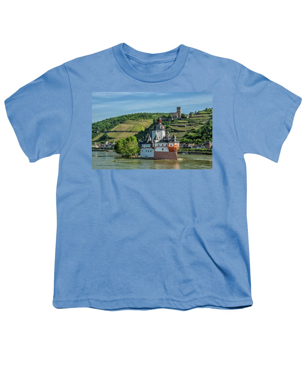 Europe Youth T-Shirt featuring the photograph Pfalzgrafenstein Castle #1 by Donald Pash