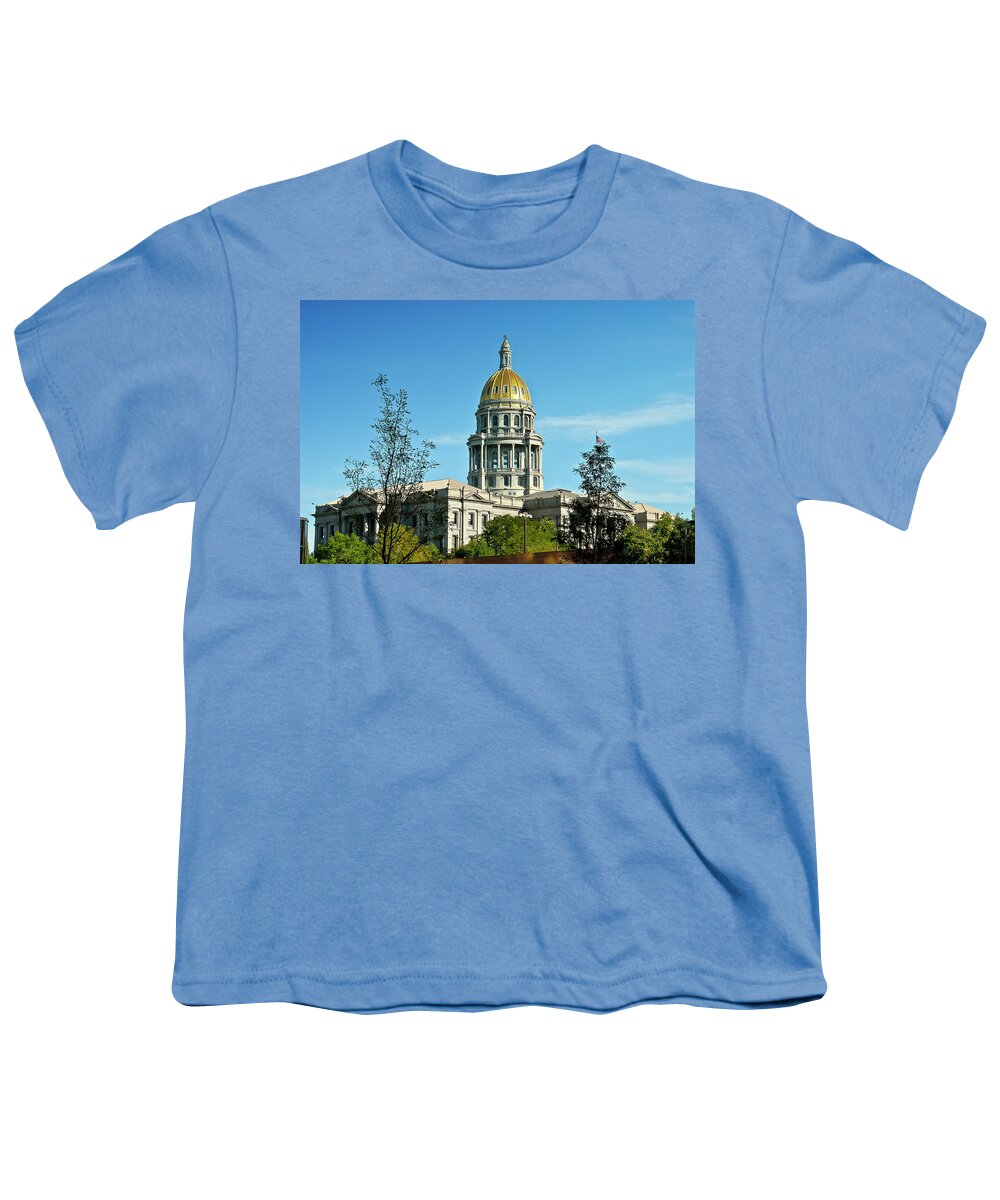 Estock Youth T-Shirt featuring the digital art State Capitol Building In Denver #3 by T.p.