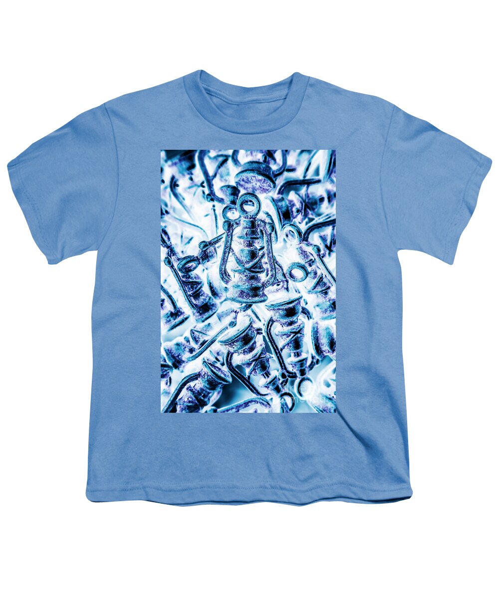 Lantern Youth T-Shirt featuring the digital art Antiquity blue by Jorgo Photography