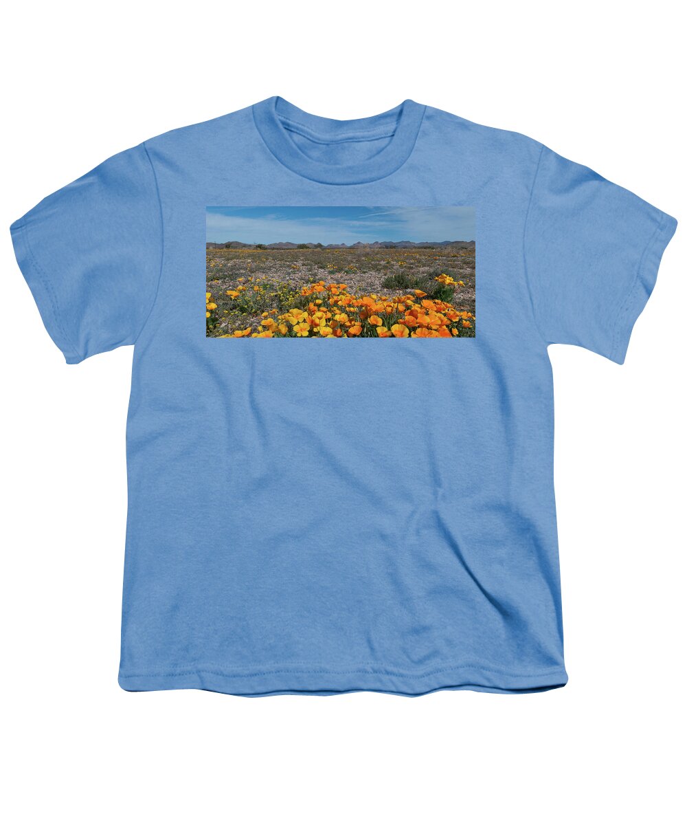 Poppy Youth T-Shirt featuring the photograph Arizona Poppy Panorama by Cascade Colors