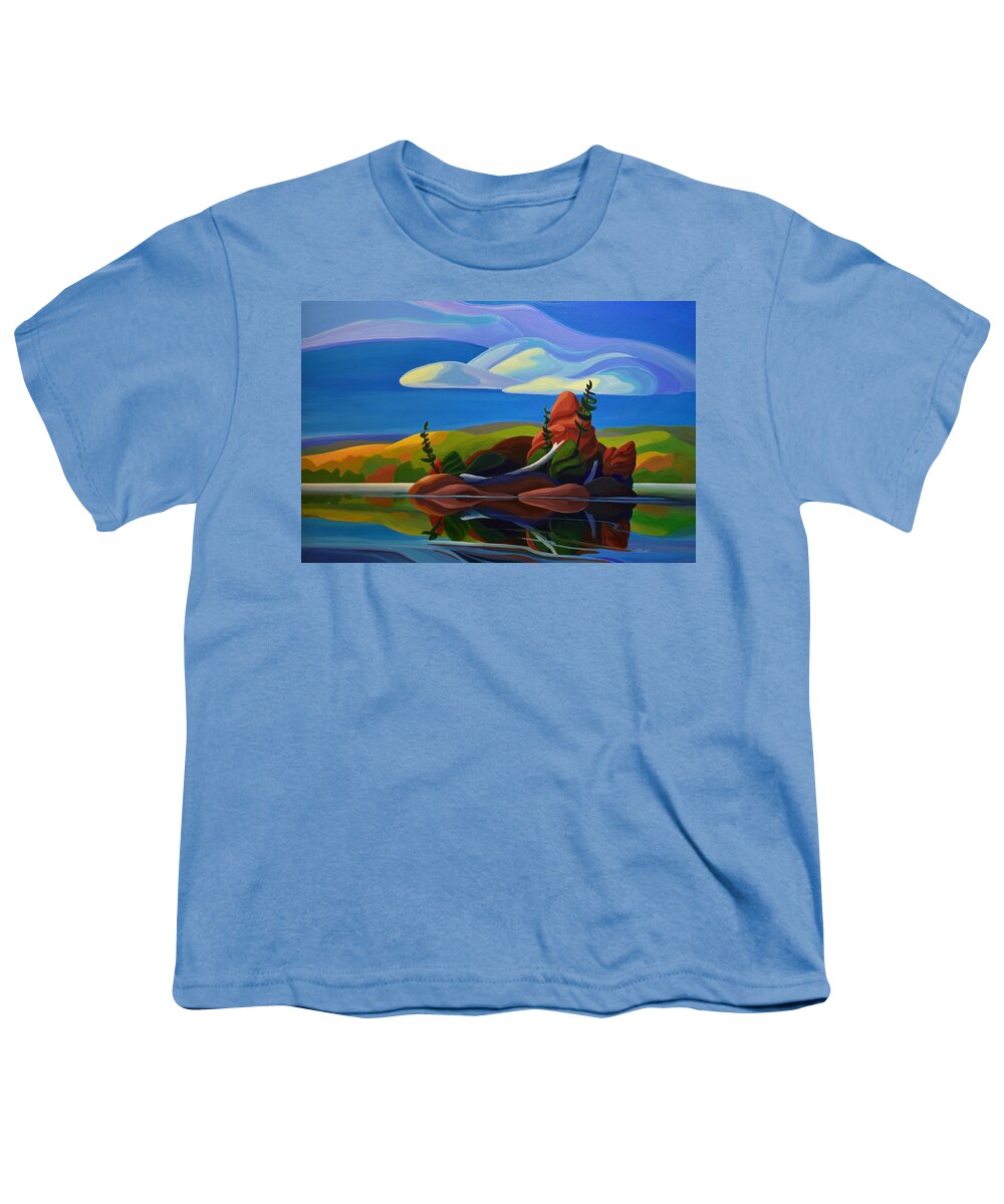 Canadian Youth T-Shirt featuring the painting Autumn Island by Barbel Smith