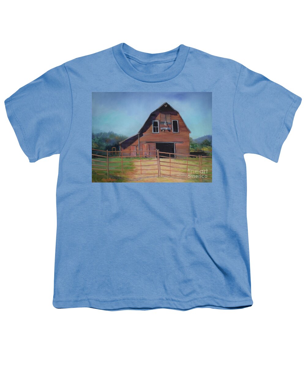 Barn Youth T-Shirt featuring the painting Barn in Jasper, Arkansas by Cheri Wollenberg