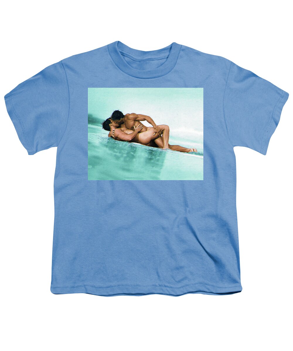 Beach Passion Youth T-Shirt featuring the painting Beach Passion by Troy Caperton