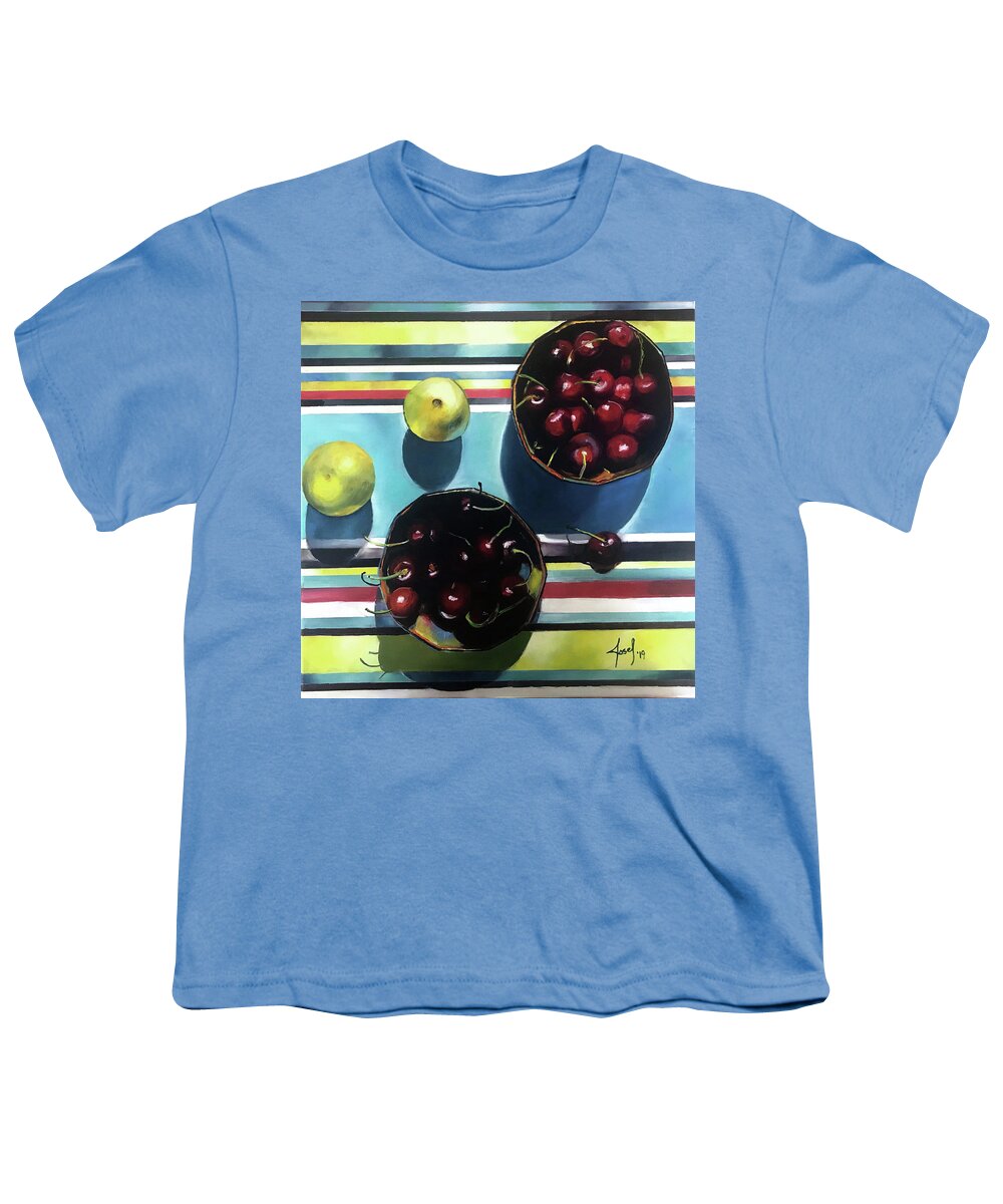 Cherries Youth T-Shirt featuring the painting Better than a bowl of cherries by Josef Kelly