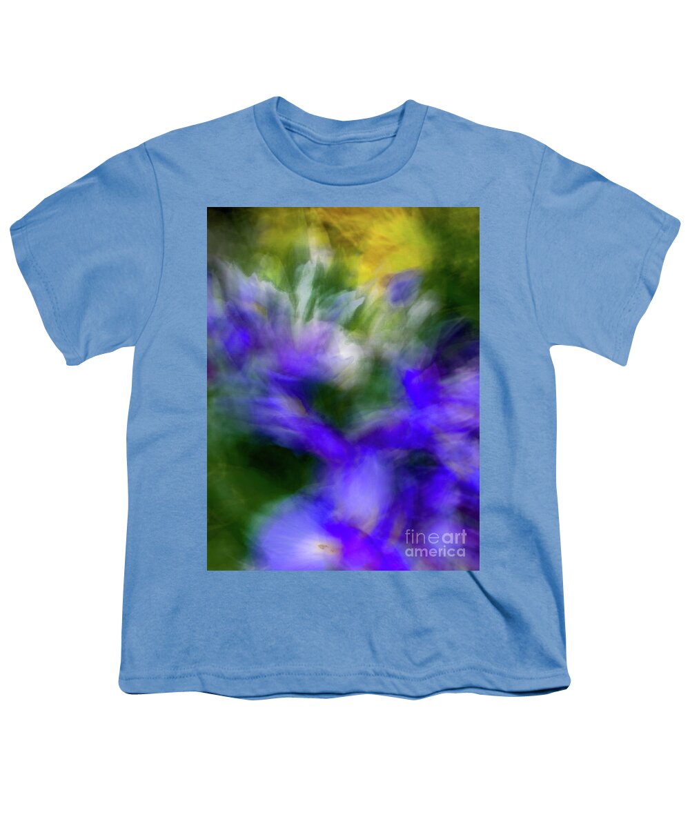 Abstract Youth T-Shirt featuring the photograph Blue and yellow flower abstract by Phillip Rubino