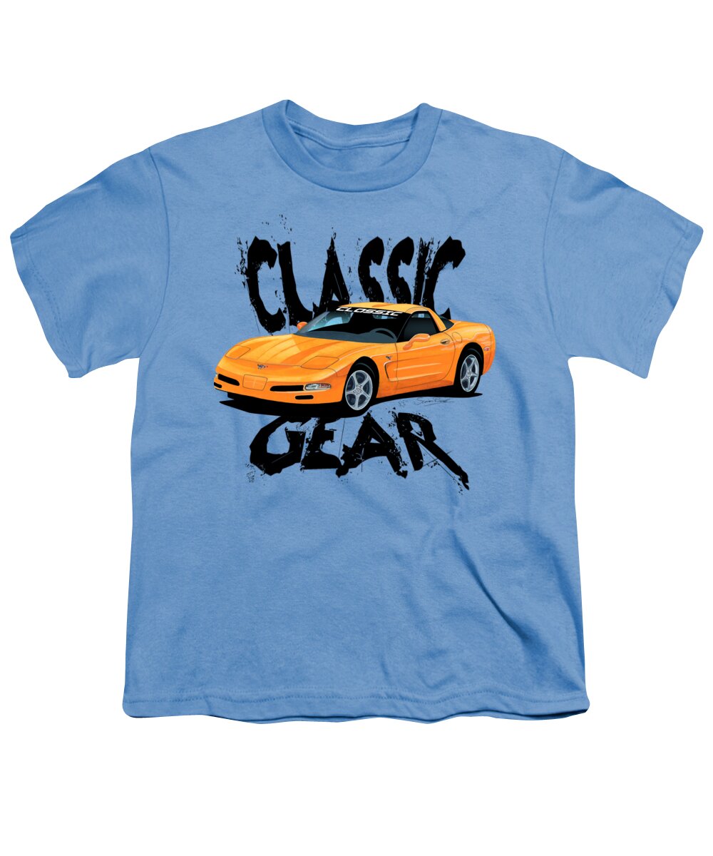 Chevrolet Youth T-Shirt featuring the mixed media Classic Gear Corvette C5-Tee by Simon Read