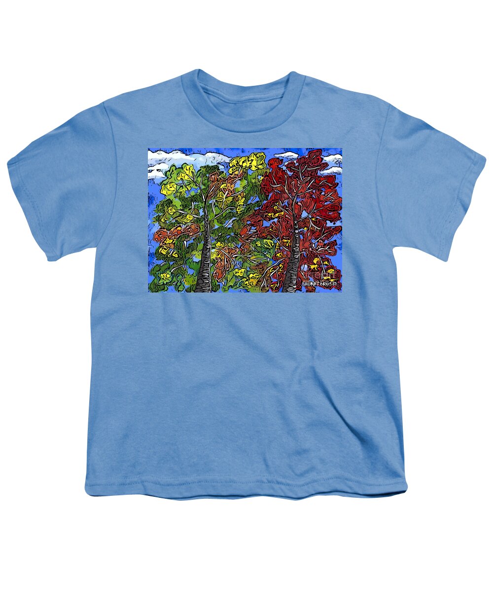 Trees Youth T-Shirt featuring the digital art Colorful Trees by Laura Forde