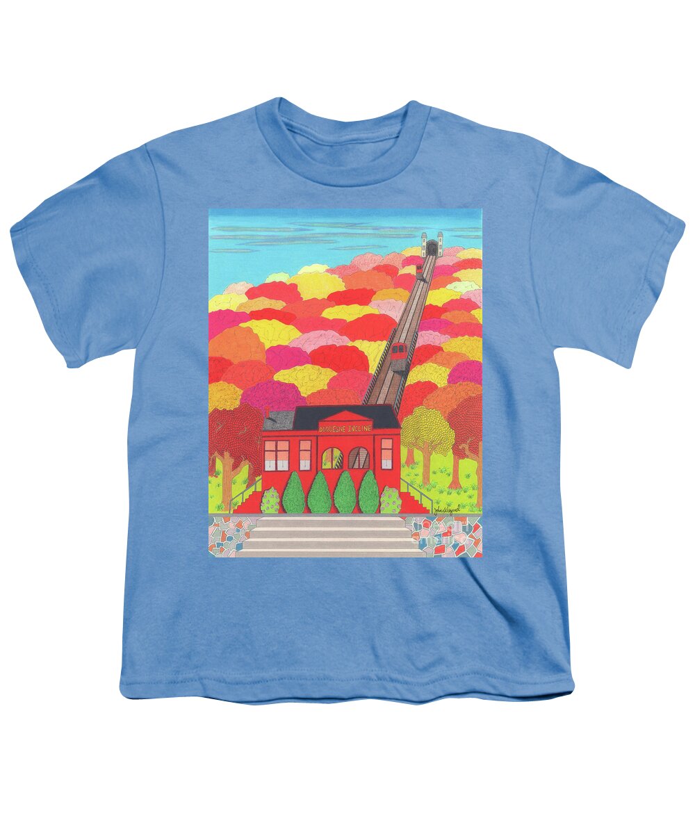 Incline Youth T-Shirt featuring the drawing Duquesne Incline by John Wiegand