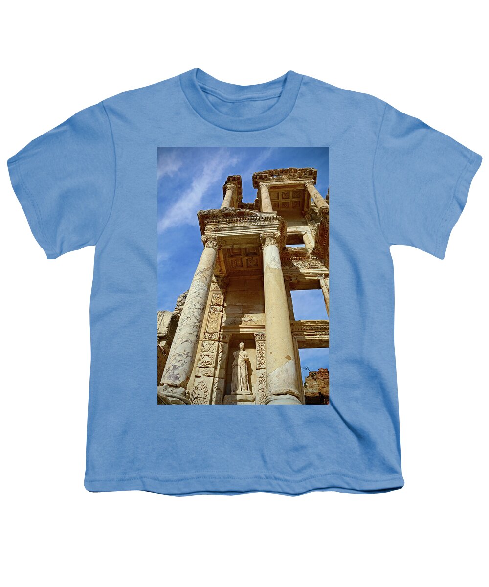 Ephesus Youth T-Shirt featuring the photograph Ephesus Library by M Kathleen Warren