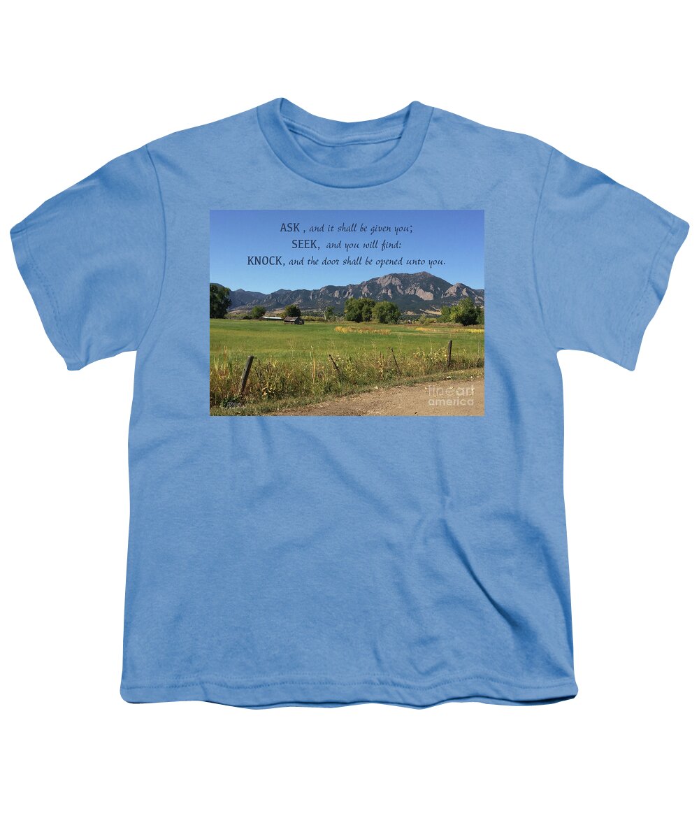  Youth T-Shirt featuring the mixed media Luke 11 9 by Lori Tondini