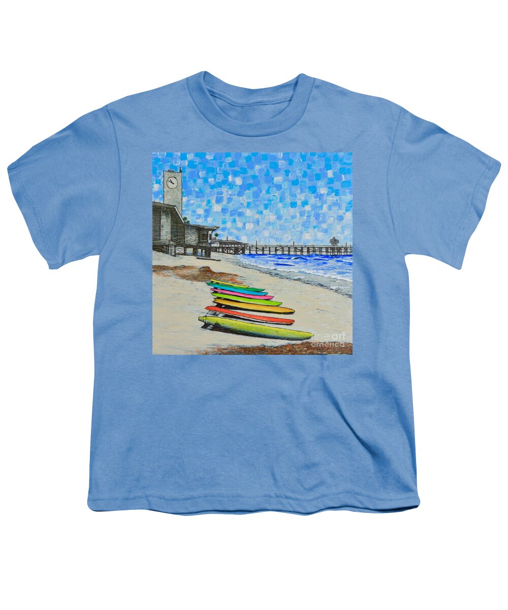 Ocean Youth T-Shirt featuring the painting San Clemente Surf Boards by Mary Scott