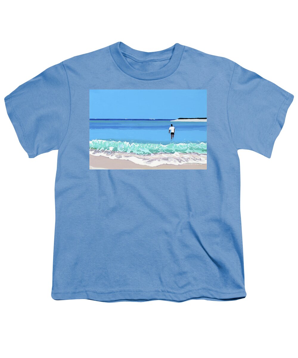 Sea And Man Youth T-Shirt featuring the painting Sea And Man by Hiroyuki Izutsu