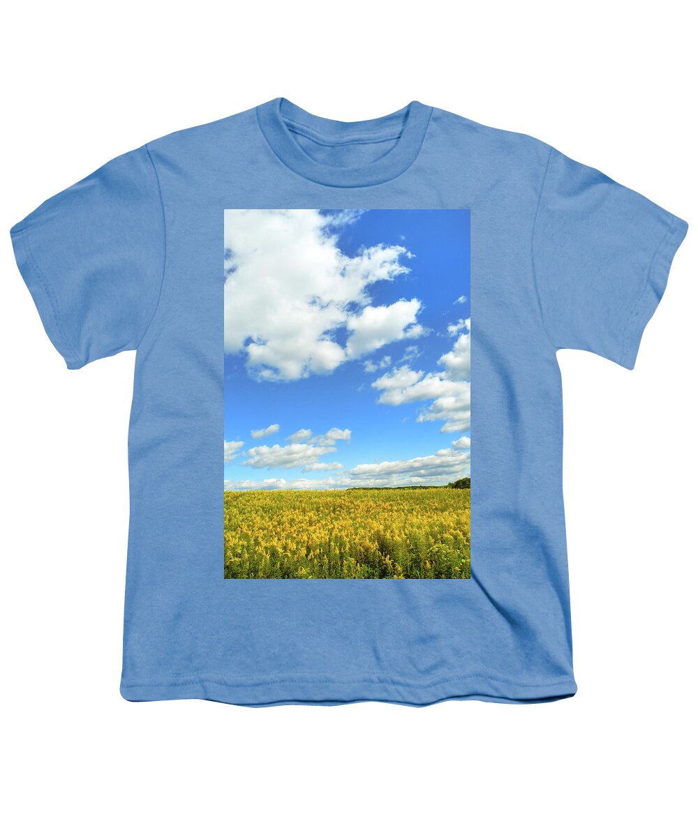 Blue Sky Youth T-Shirt featuring the photograph Blue Sky And Goldenrod Flowers by Christina Rollo