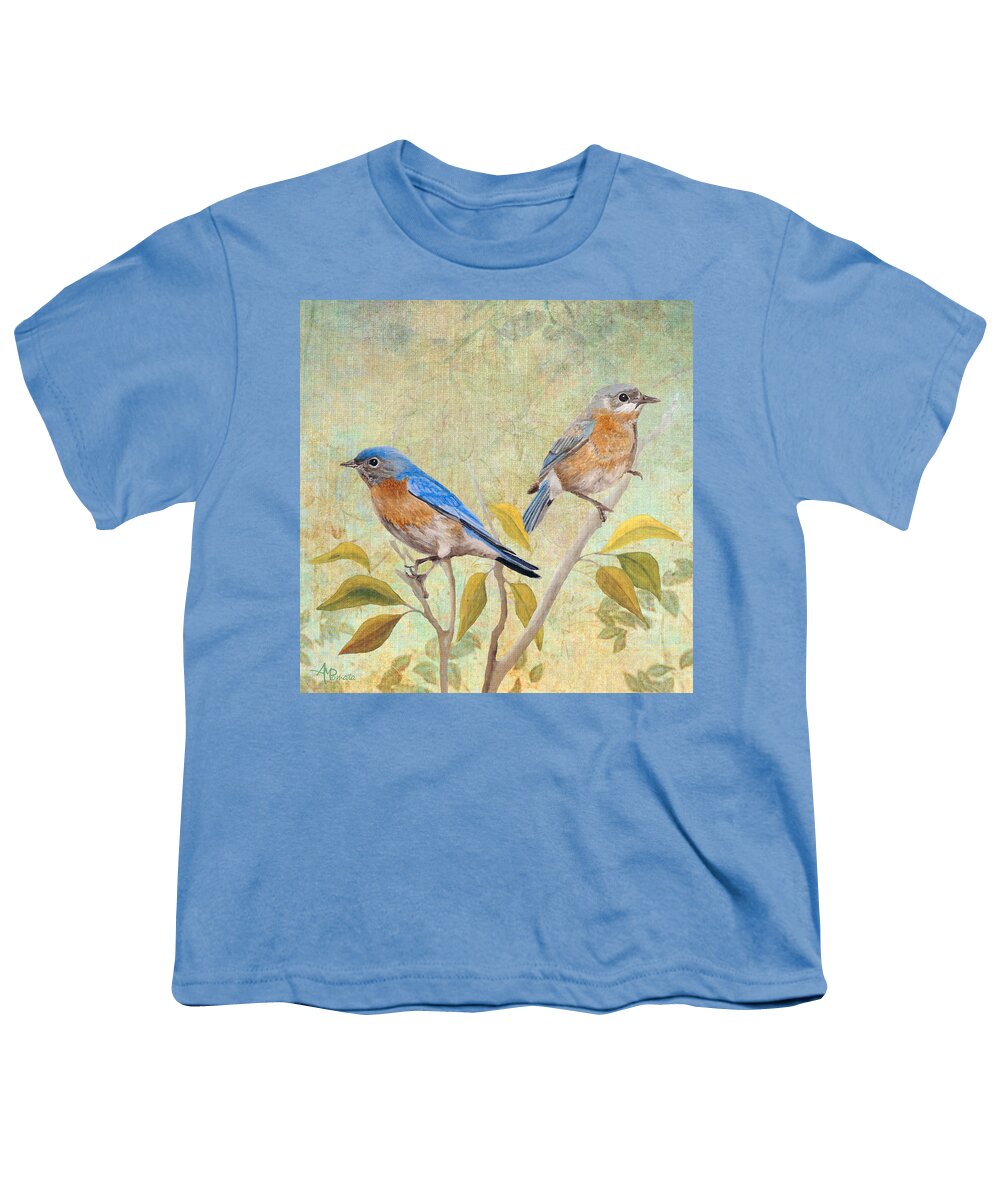 Bluebird Youth T-Shirt featuring the painting Stillness Of Heart I by Angeles M Pomata