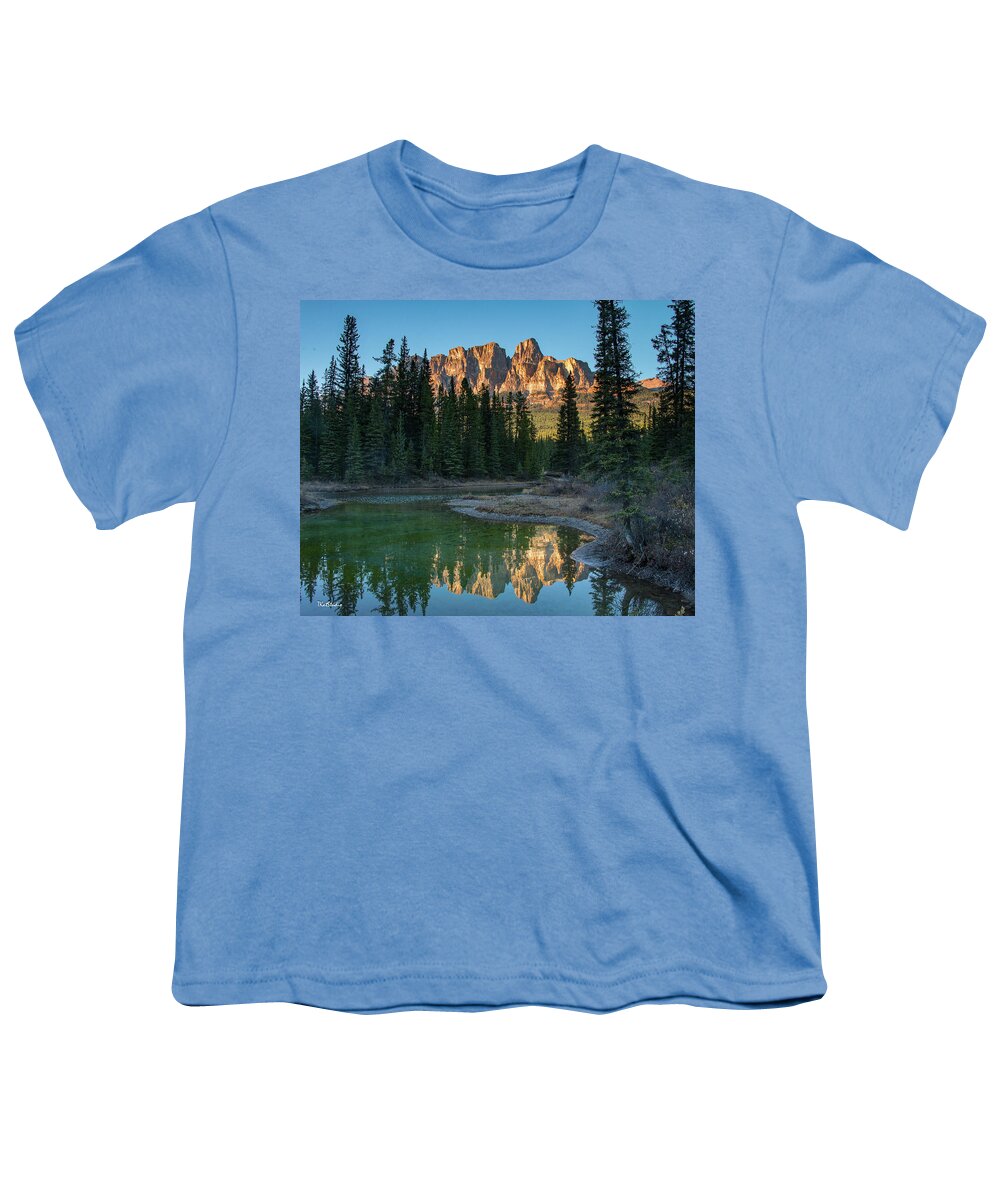 2015 Youth T-Shirt featuring the photograph Sun Setting on Castle Cliffs by Tim Kathka