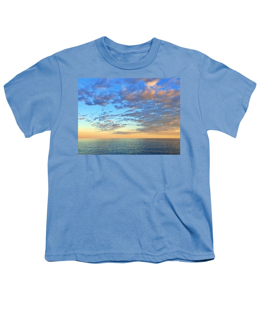 Sunset Youth T-Shirt featuring the photograph Sunset over the Mediterranean by Andrea Whitaker