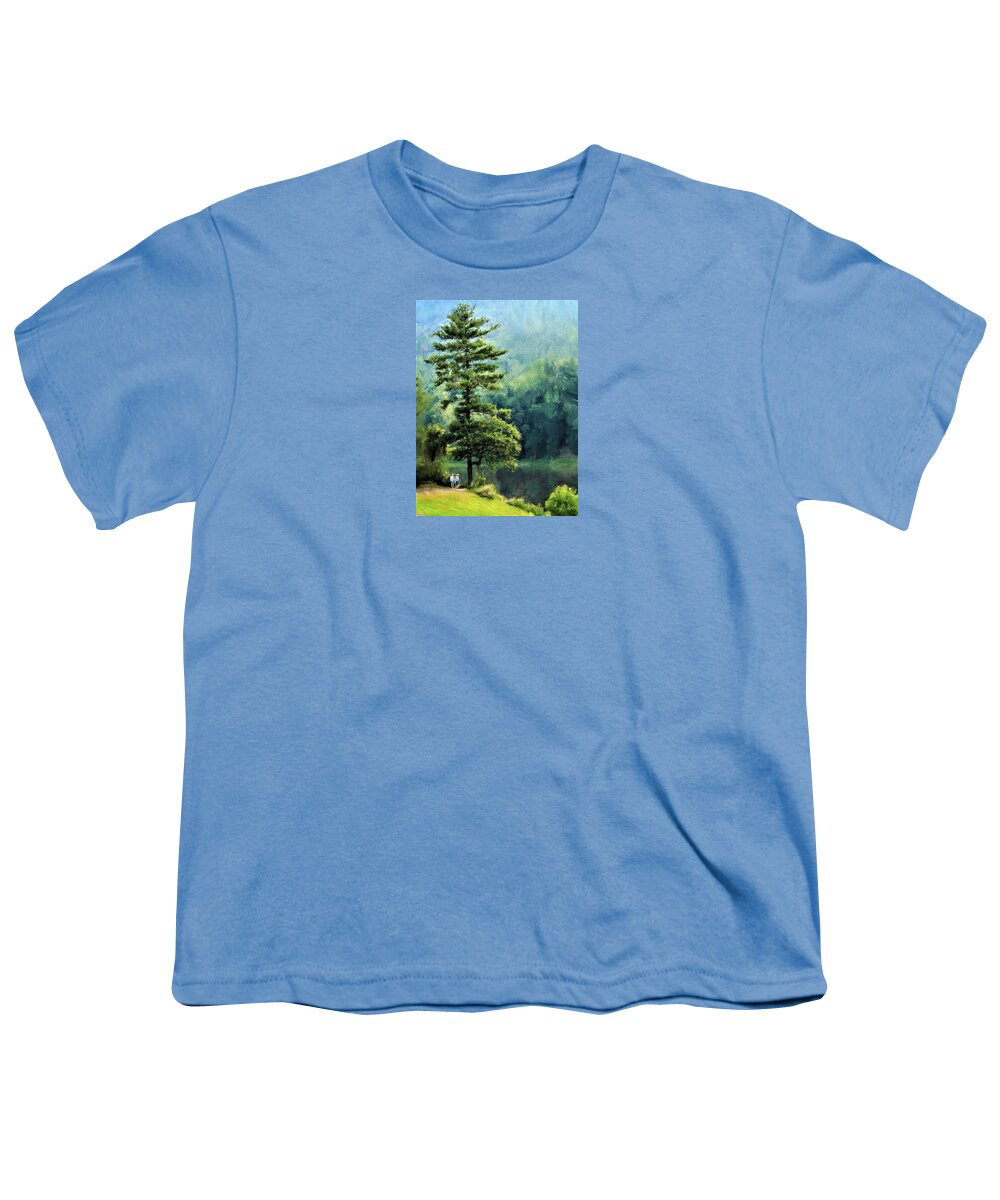 Lake Youth T-Shirt featuring the painting Two Guys and a Pond by Diane Chandler